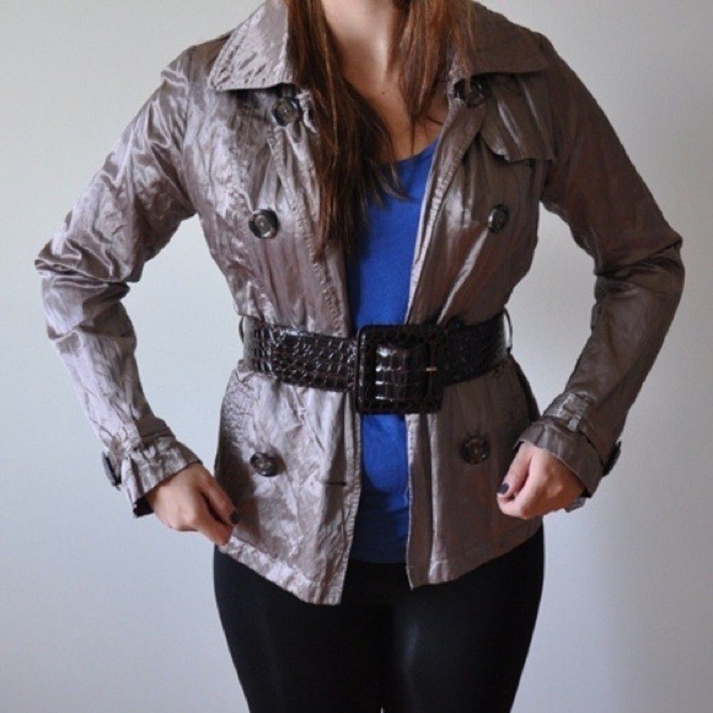 Brown Pleated Spring | Fall Jacket Coat - Picture 8 of 9